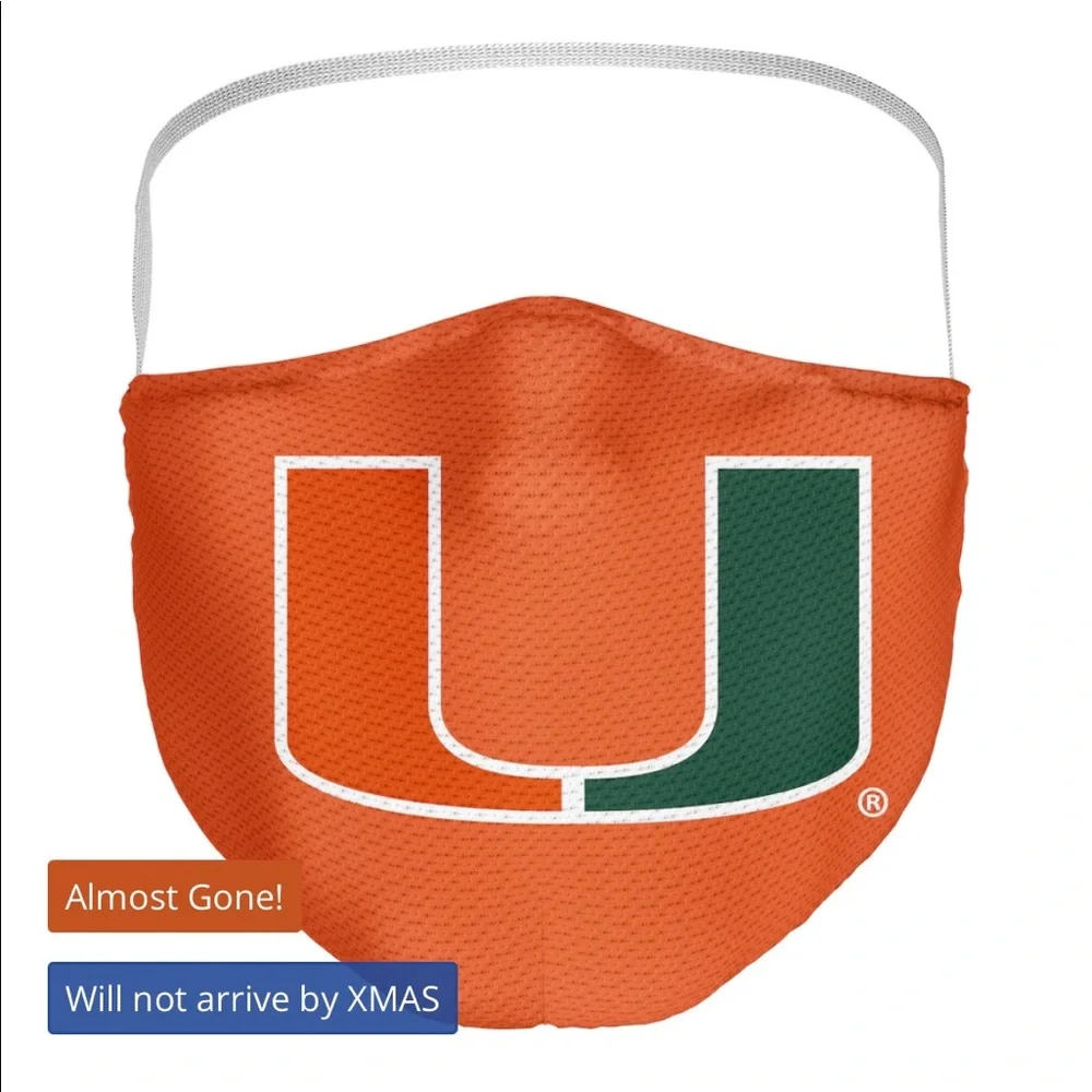Miami U hurricanes set of three masks brand new